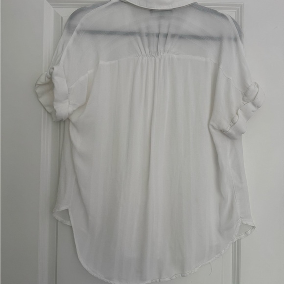 Lulus women's white collar button down short sleeve blouse shirt top small 4 6 - Picture 4 of 5